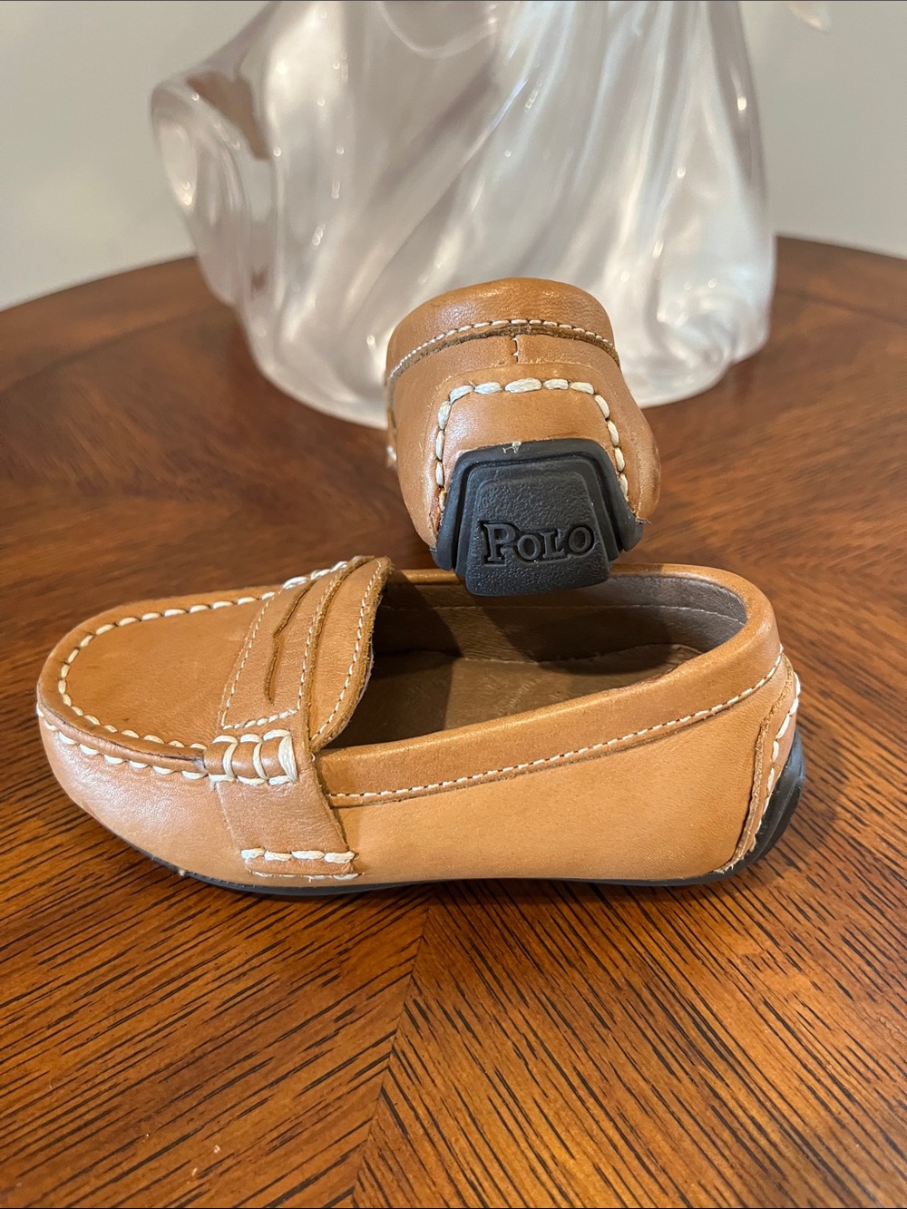 Polo Ralph Lauren Toddler Telly Tan Leather Penny Loafers size 4.5 Unisex